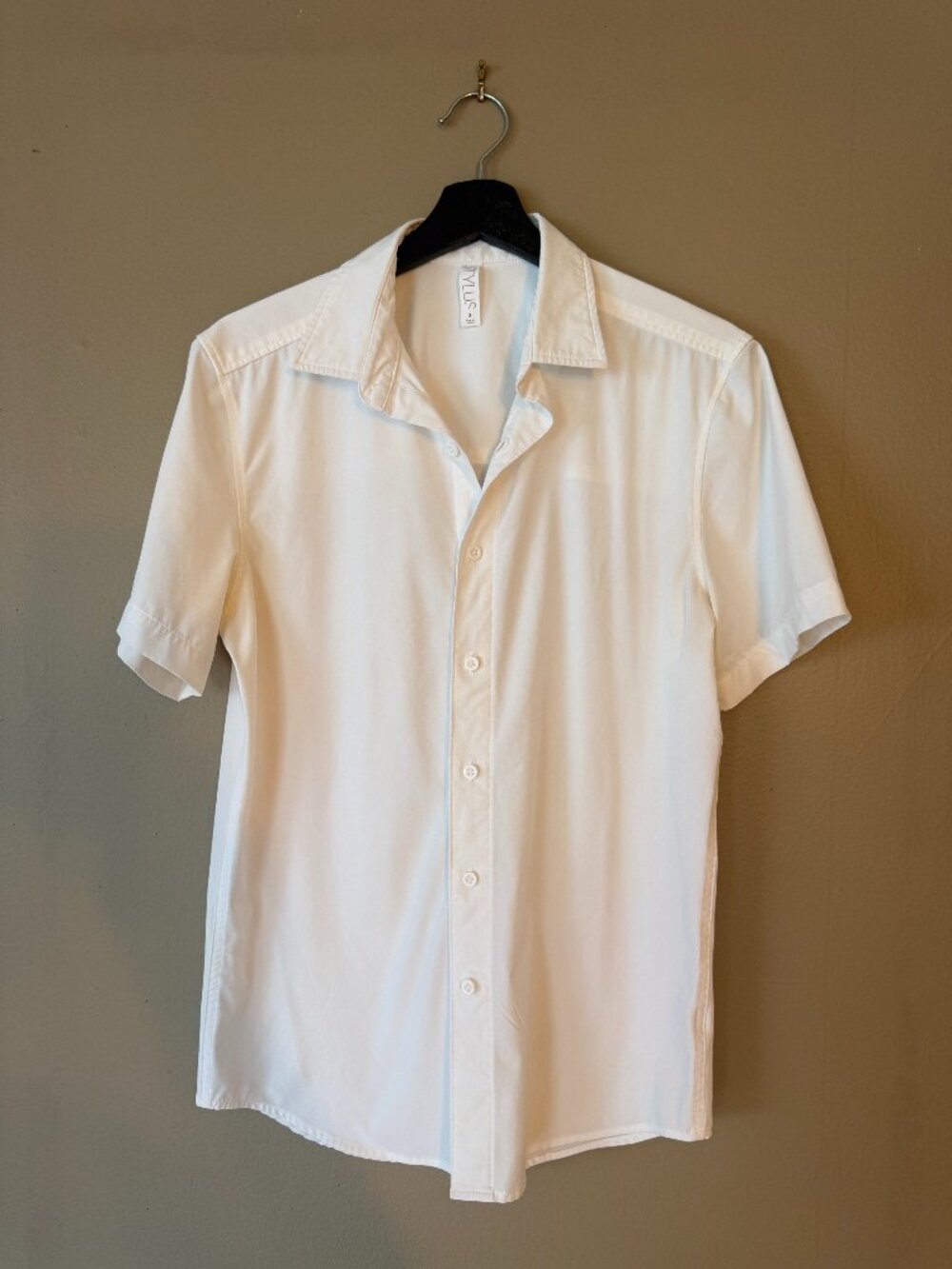 Stylus Men's White Short Sleeve Button Up Casual Shirt Size Small